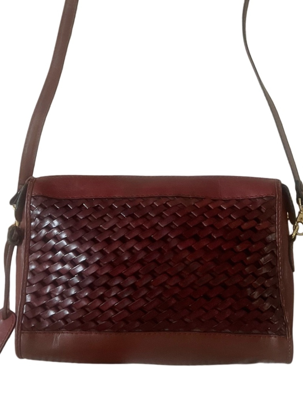 Etienne Aigner Vintage Women’s Woven Brown Leather Crossbody Bag